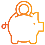 An icon of a piggy bank with an orange to yellow gradient.